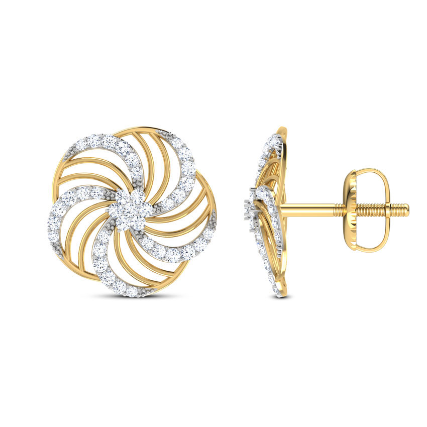 Floral Wave Diamond Stud Earrings Floral Wave Diamond Stud Earrings