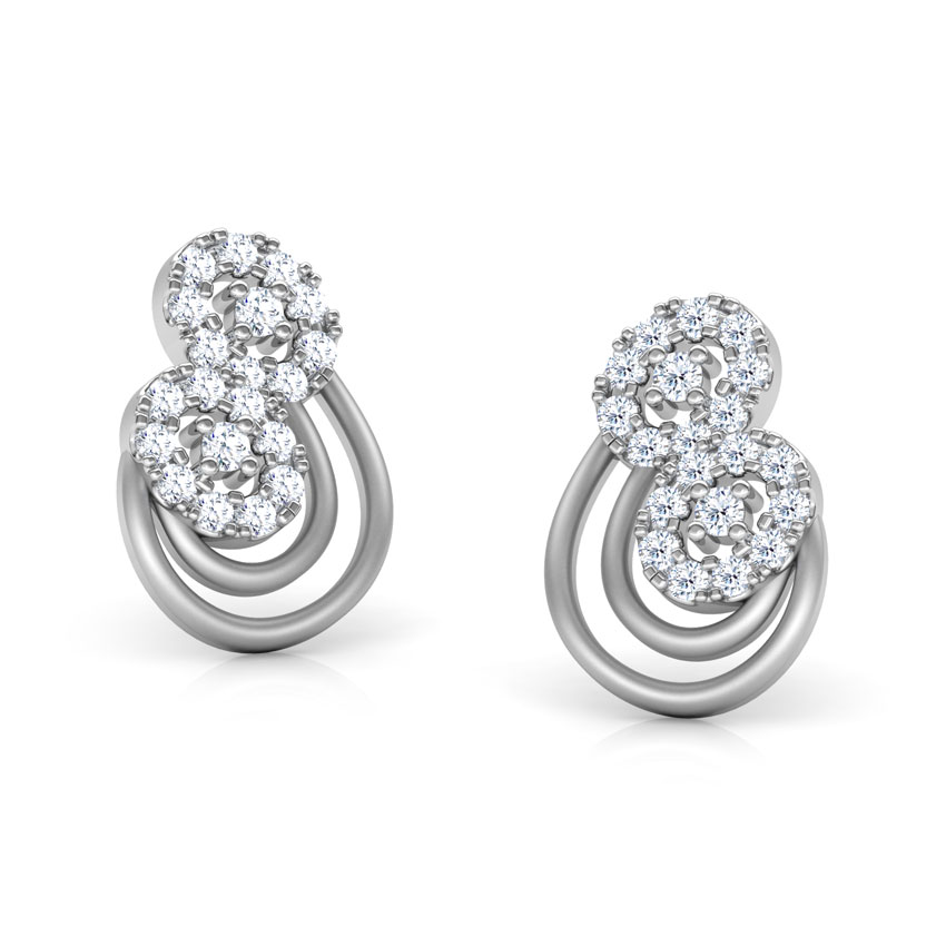 Diamond Earrings 14 Karat White Gold Ivy Diamond Stud Earrings