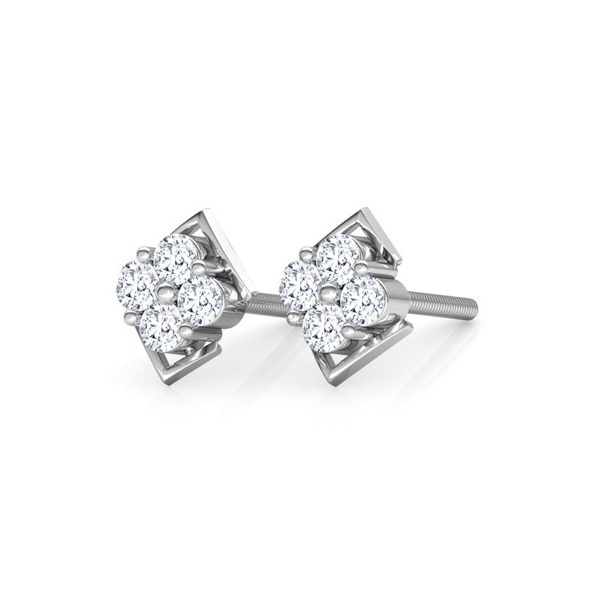 Diamond Earrings 14 Karat White Gold Niche Diamond Stud Earrings