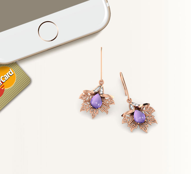 Diamond,Gemstone Earrings 18 Karat Rose Gold Daffodil Earrings