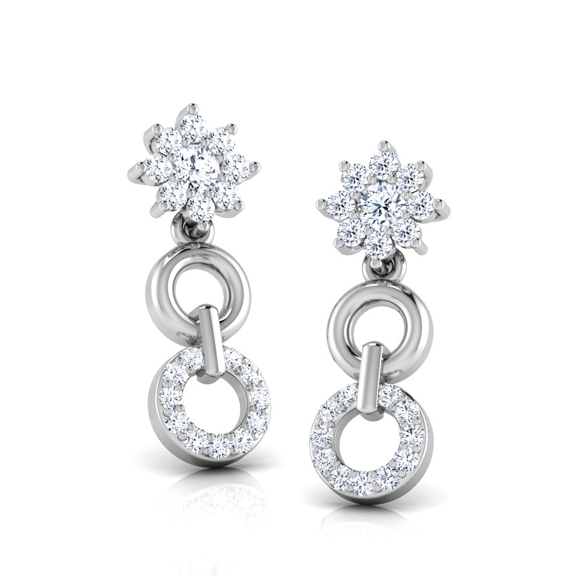 Diamond Earrings 18 Karat White Gold Aura Circle Diamond Drop Earrings