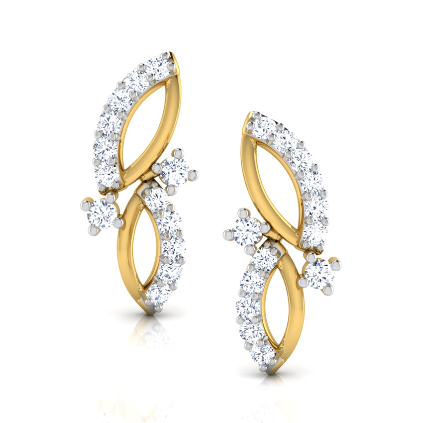 Leaf Drops Diamond Stud Earrings