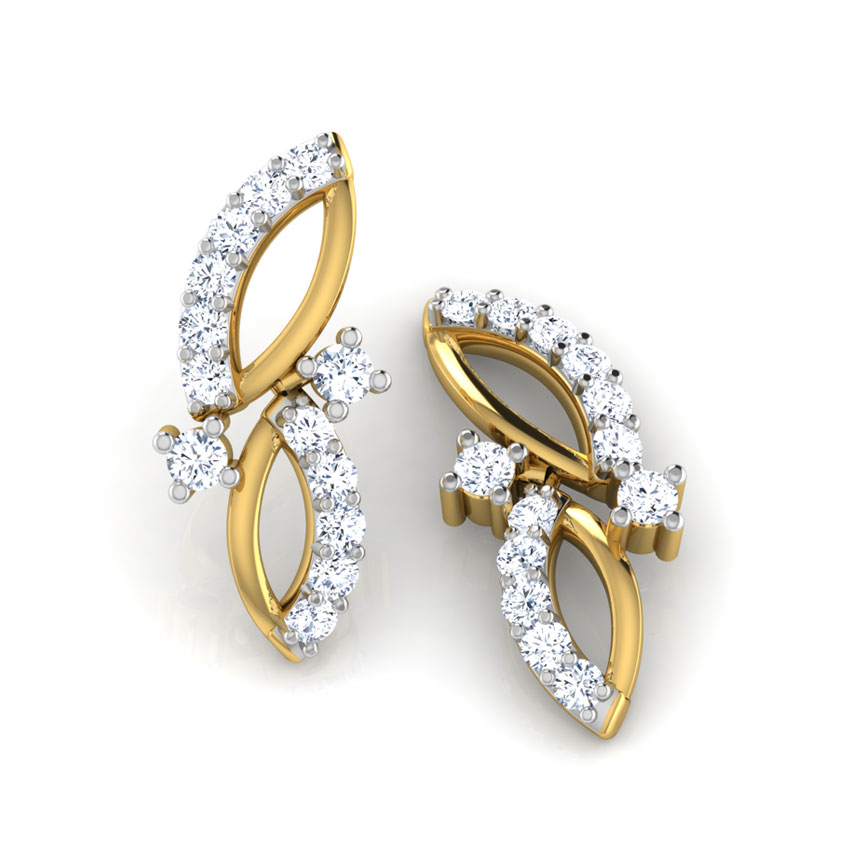 Leaf Drops Diamond Stud Earrings