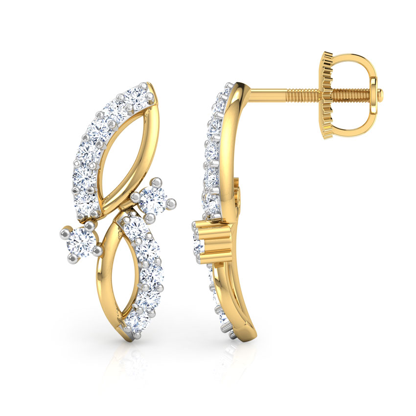 Leaf Drops Diamond Stud Earrings