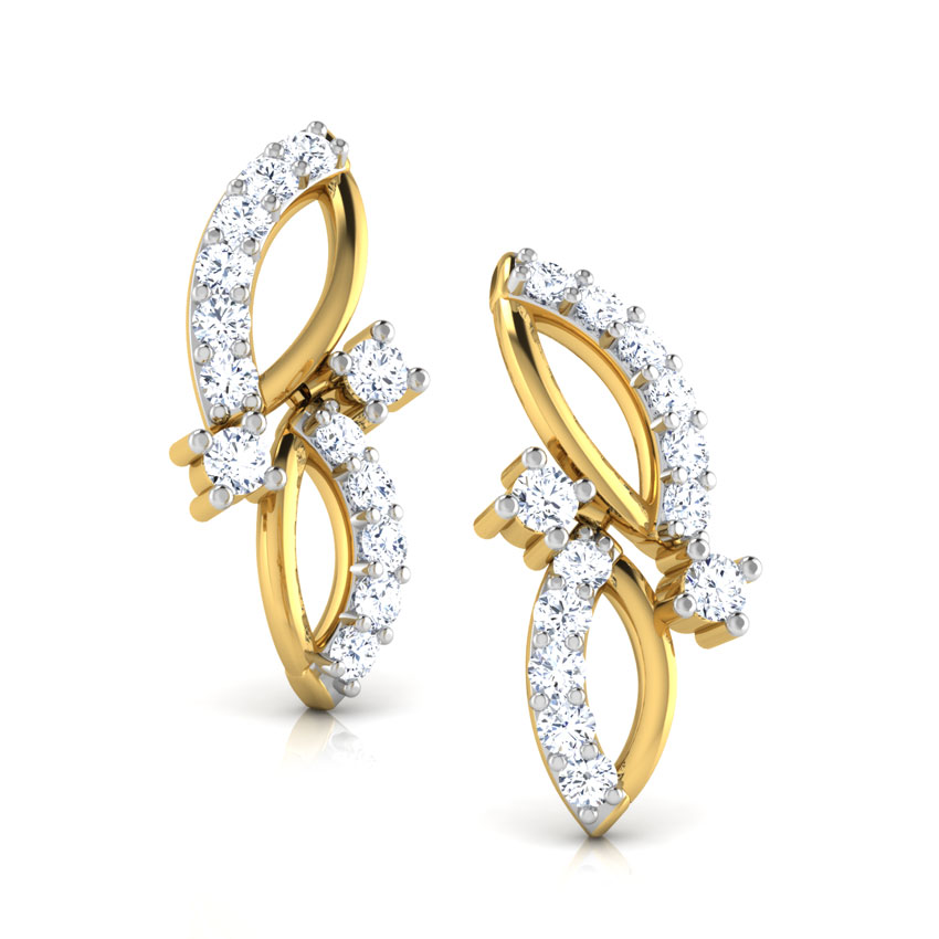 Leaf Drops Diamond Stud Earrings