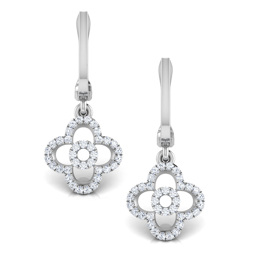 Clover Petal Diamond Drop Earrings