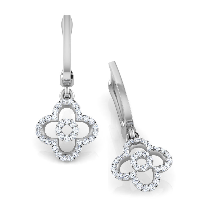Clover Petal Diamond Drop Earrings