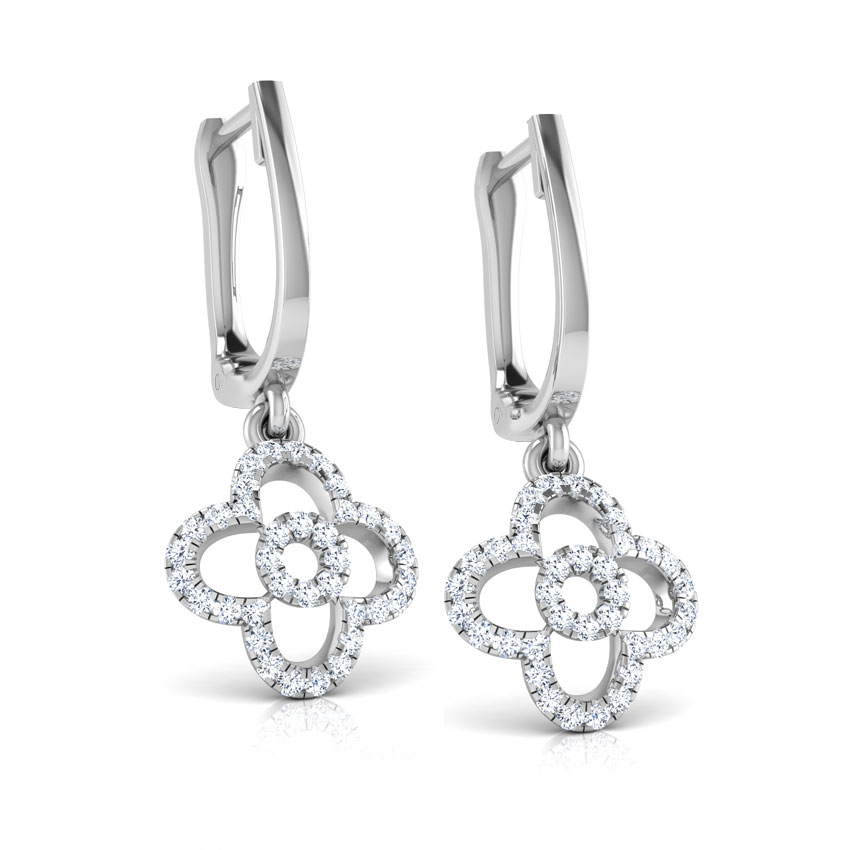 Clover Petal Diamond Drop Earrings