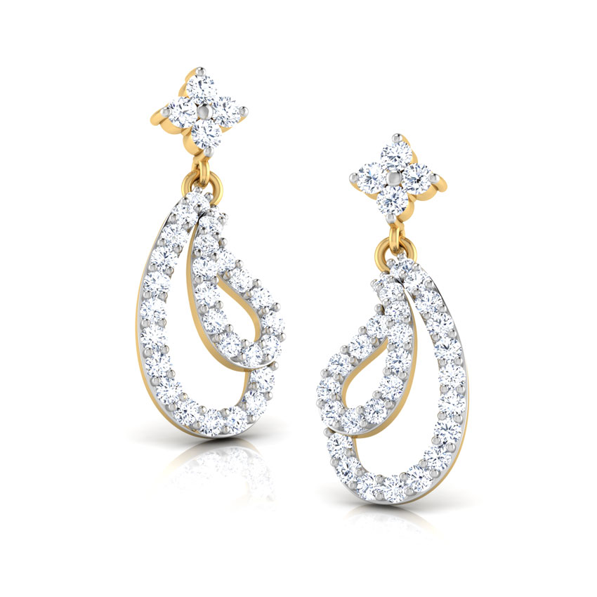 Diamond Earrings 18 Karat Yellow Gold Iris Layered Diamond Drop Earrings