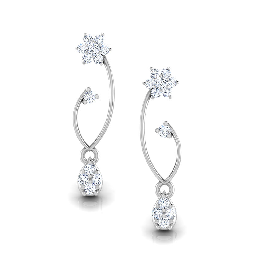 Floral Swirl Diamond Drop Earrings Floral Swirl Diamond Drop Earrings