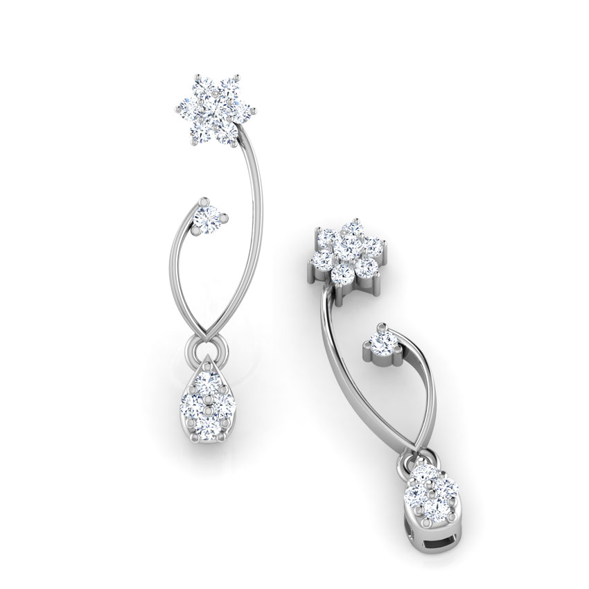 Floral Swirl Diamond Drop Earrings Floral Swirl Diamond Drop Earrings