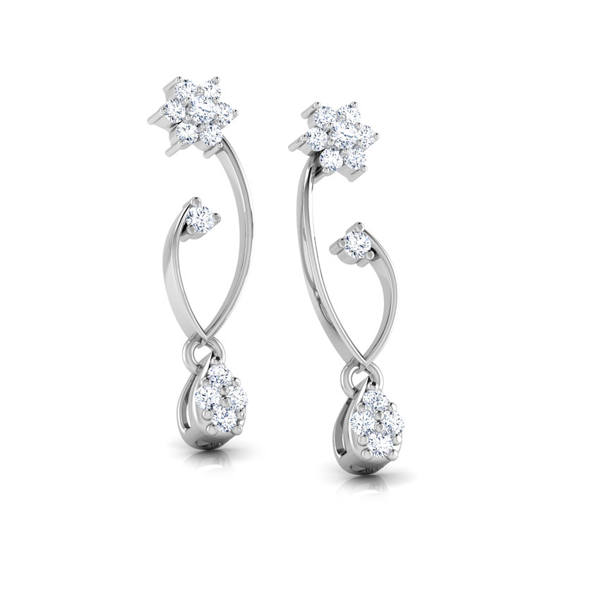 Floral Swirl Diamond Drop Earrings Floral Swirl Diamond Drop Earrings