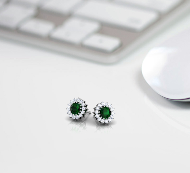 Lorea Flower Gemstone Stud Earrings