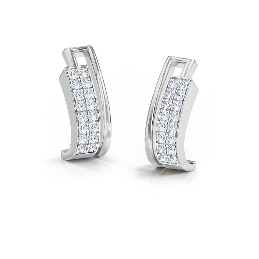 Diamond Earrings 14 Karat White Gold Aumia 2-Row Diamond Hoop Earrings