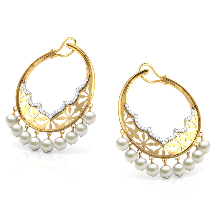 Bini Wavy Pearl Chand Bali Bini Wavy Pearl Chand Bali