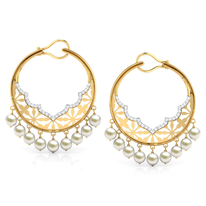Bini Wavy Pearl Chand Bali Bini Wavy Pearl Chand Bali