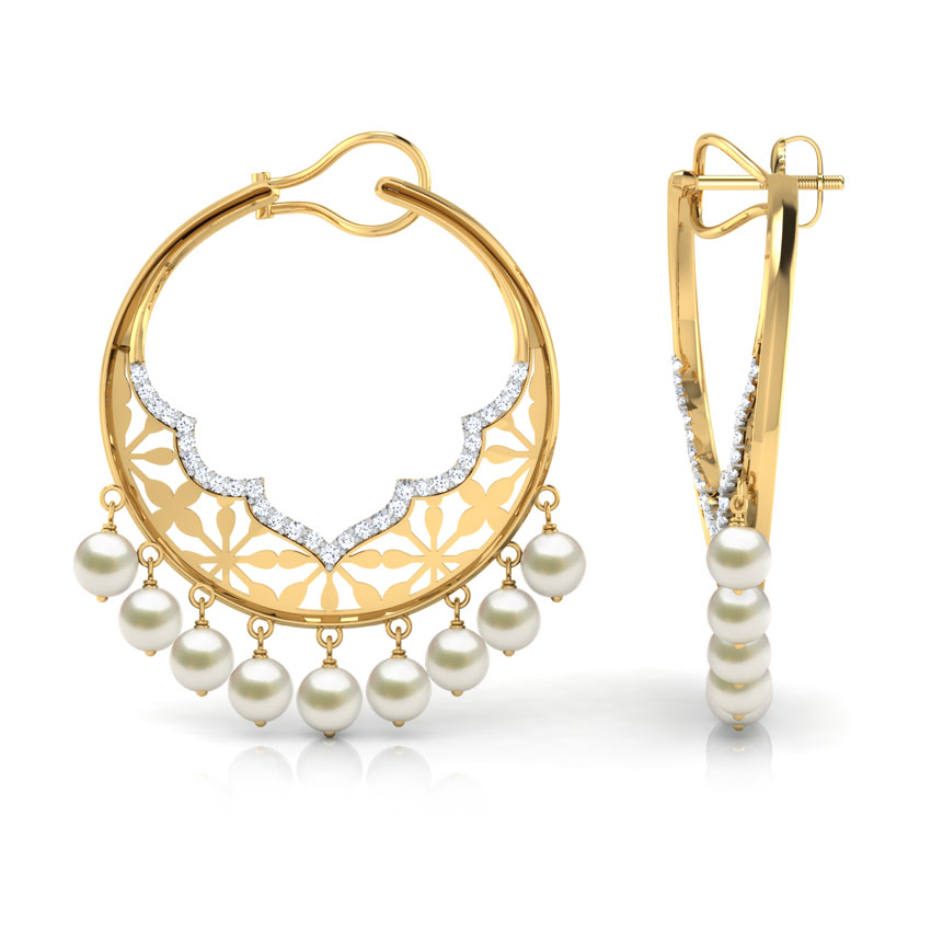 Bini Wavy Pearl Chand Bali Bini Wavy Pearl Chand Bali