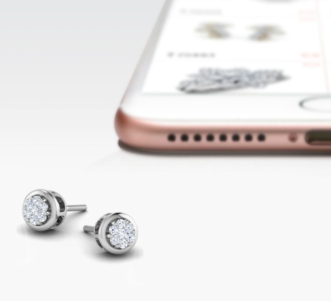 Diamond Earrings 18 Karat White Gold Lavani Full Moon Diamond Stud Earrings