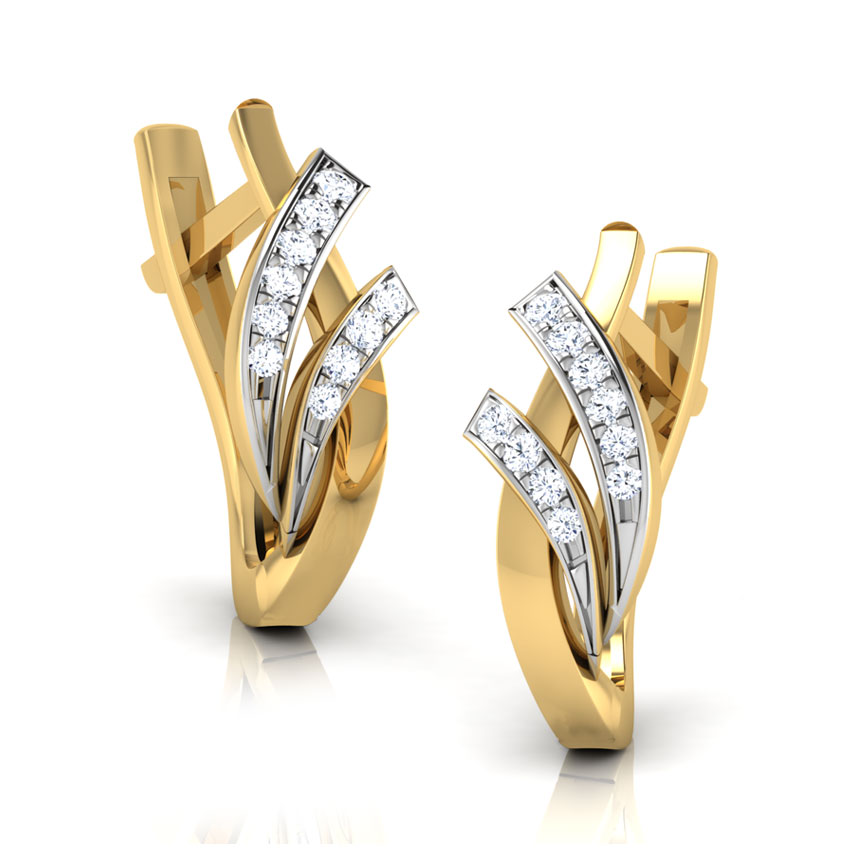 Diamond Earrings 18 Karat Yellow Gold Lara Entwined Diamond Hoop Earrings