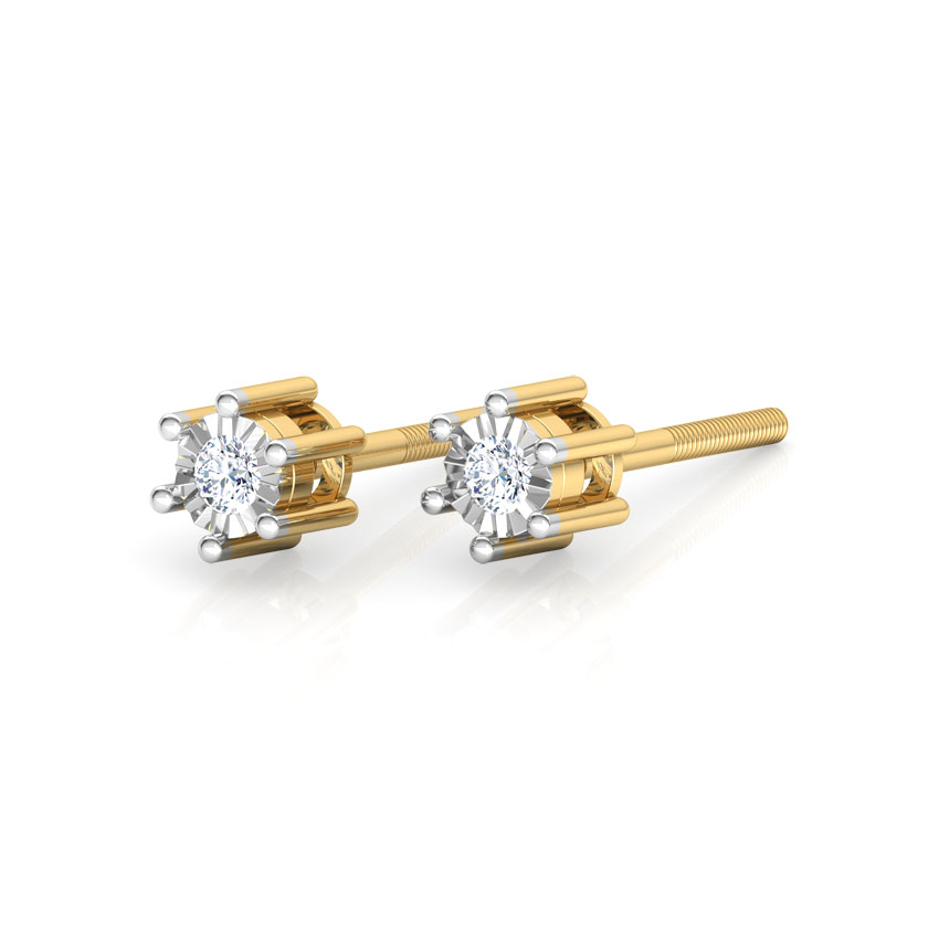 Diamond Earrings 14 Karat Yellow Gold Inina Miracle Plate Diamond Stud Earrings