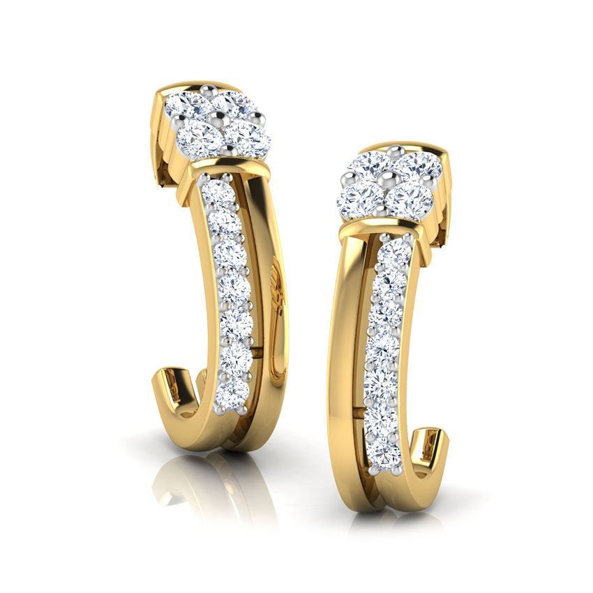 Diamond Earrings 18 Karat Yellow Gold Avery Dazzle Diamond Hoop Earrings