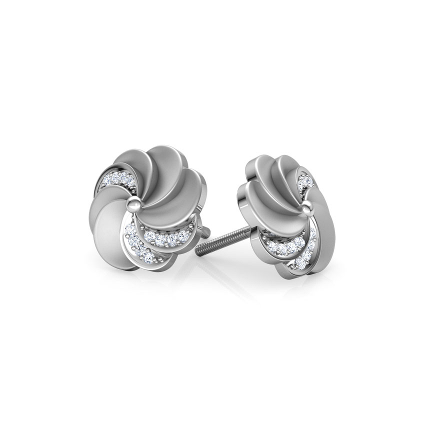 Estella Ripple Diamond Stud Earrings