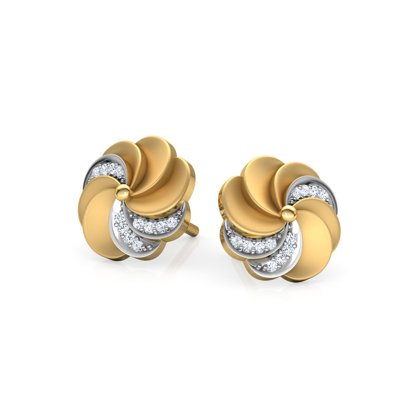 Estella Ripple Diamond Stud Earrings