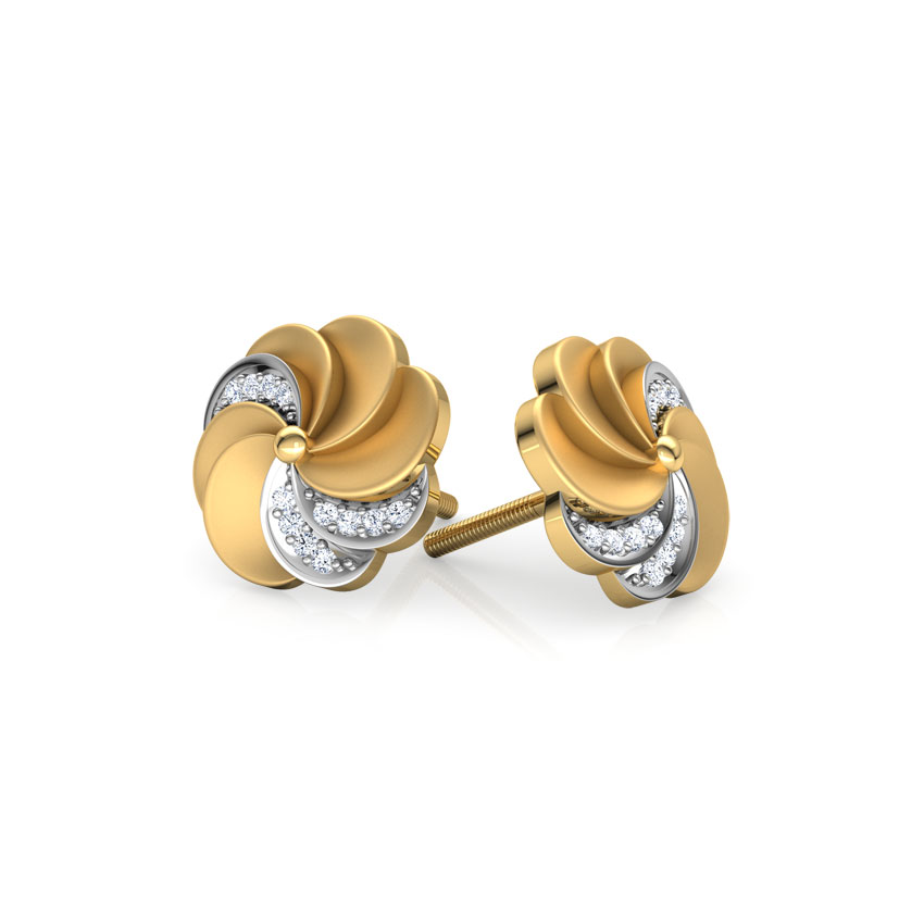 Estella Ripple Diamond Stud Earrings