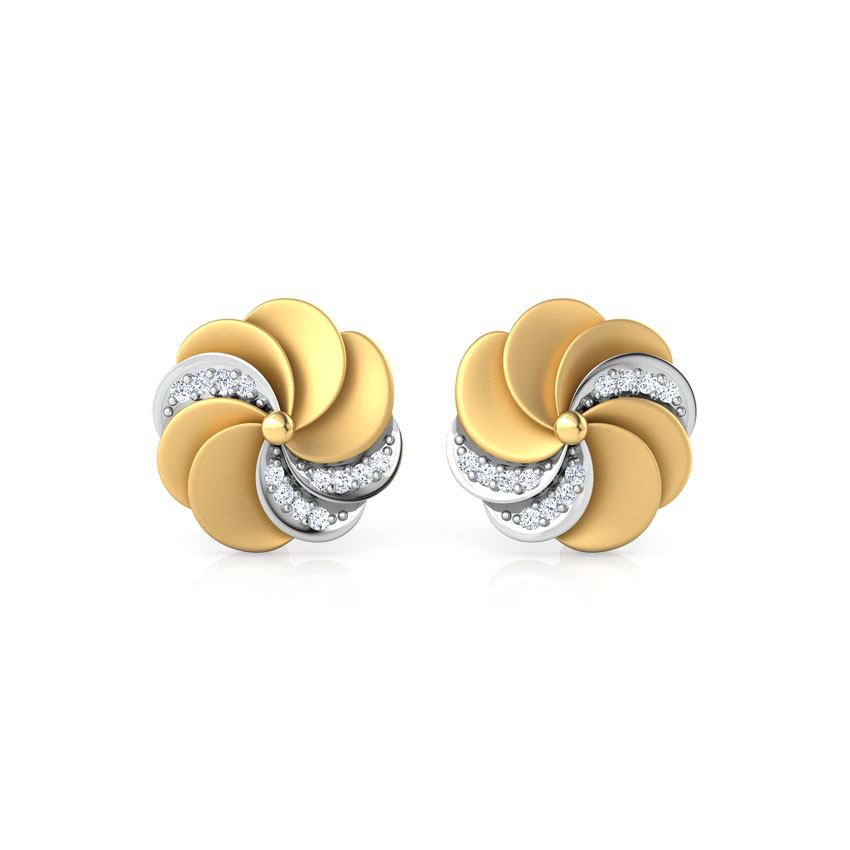 Estella Ripple Diamond Stud Earrings