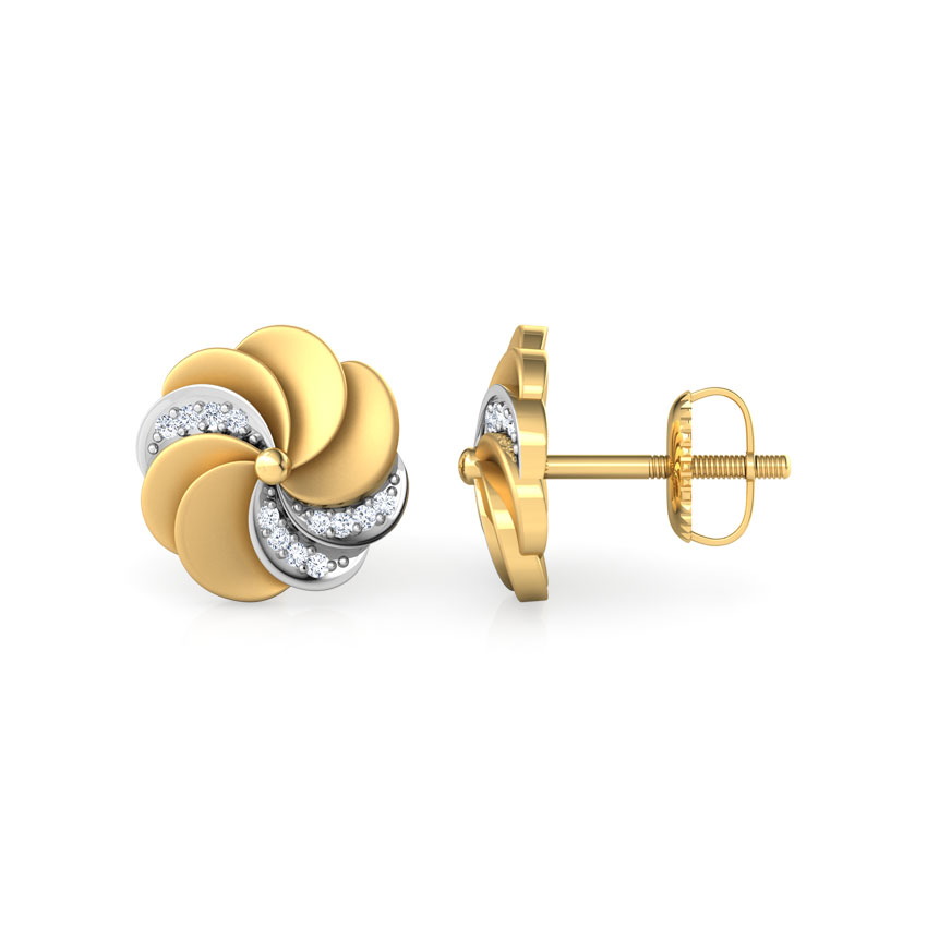 Estella Ripple Diamond Stud Earrings