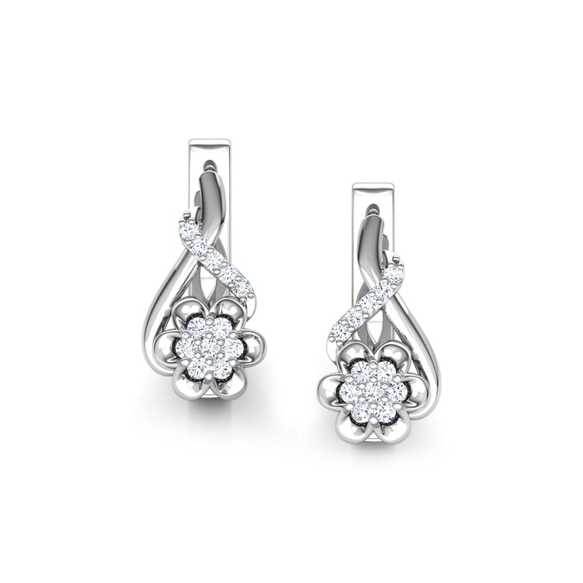 Jennifer Flower Diamond Hoop Earrings