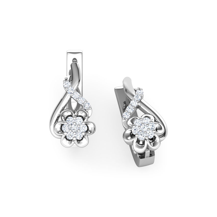Jennifer Flower Diamond Hoop Earrings