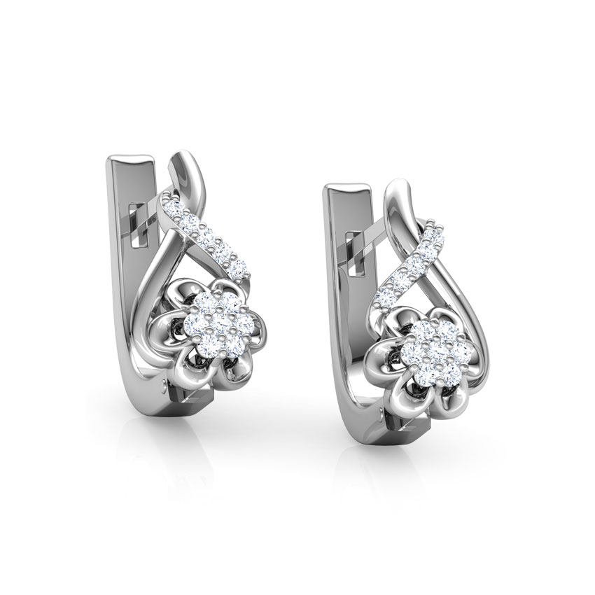 Jennifer Flower Diamond Hoop Earrings