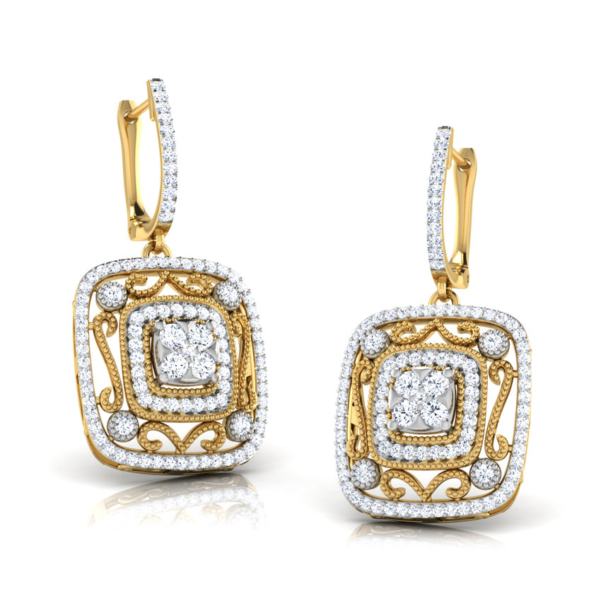 Cath Square Milligrain Earrings