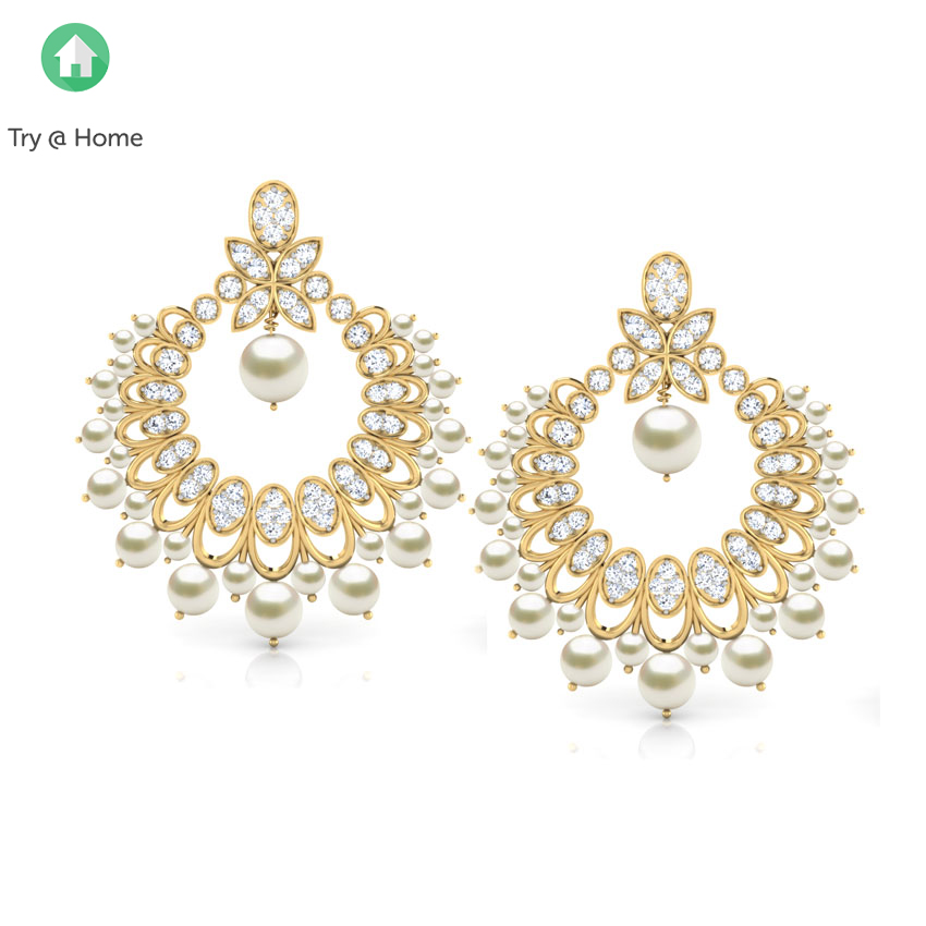 Aara Droplet Pearl Chand Bali Aara Droplet Pearl Chand Bali
