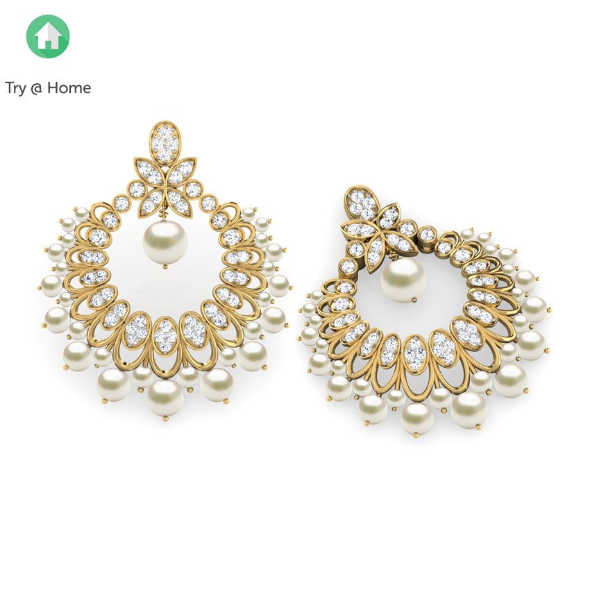 Aara Droplet Pearl Chand Bali Aara Droplet Pearl Chand Bali