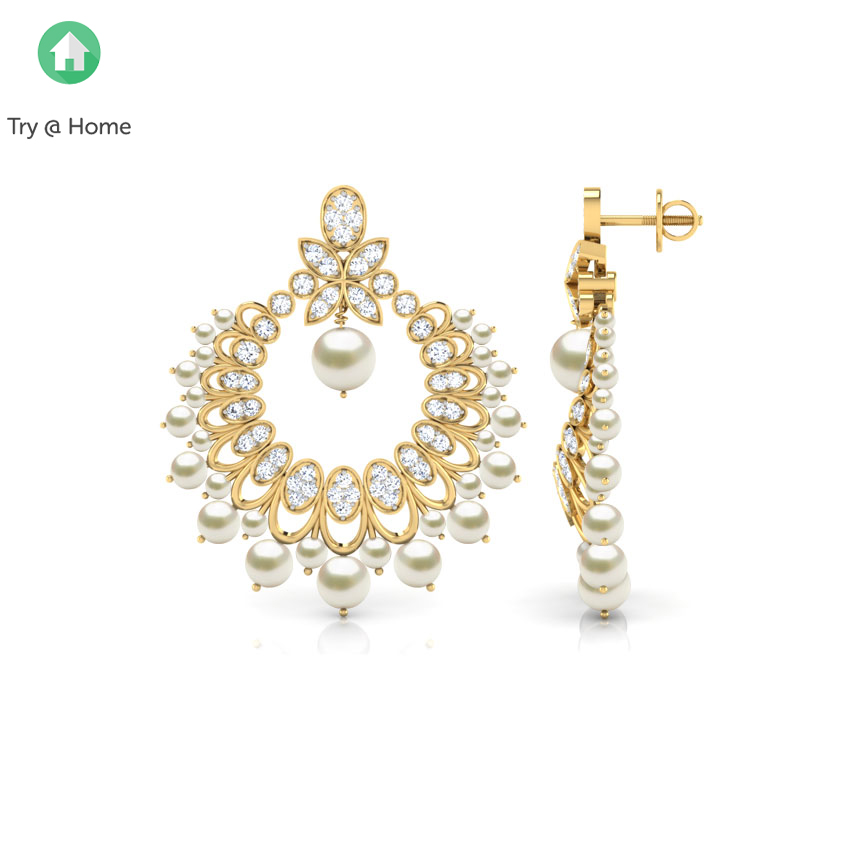 Aara Droplet Pearl Chand Bali Aara Droplet Pearl Chand Bali