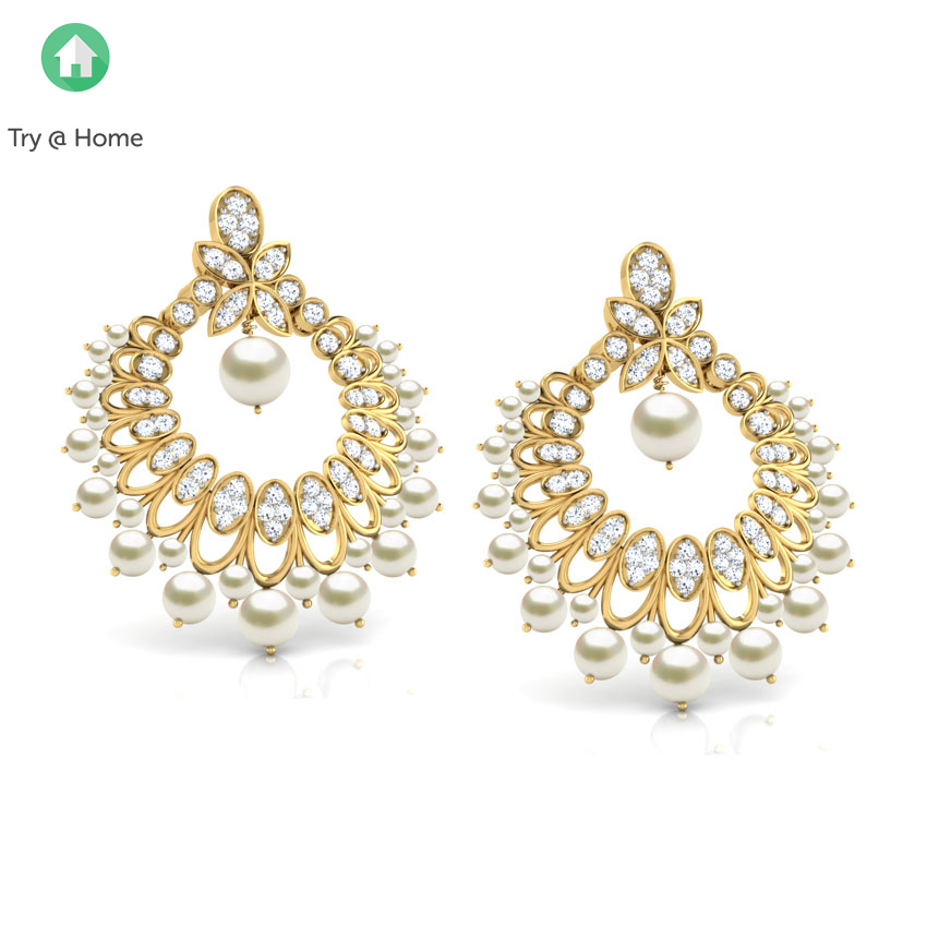 Aara Droplet Pearl Chand Bali Aara Droplet Pearl Chand Bali