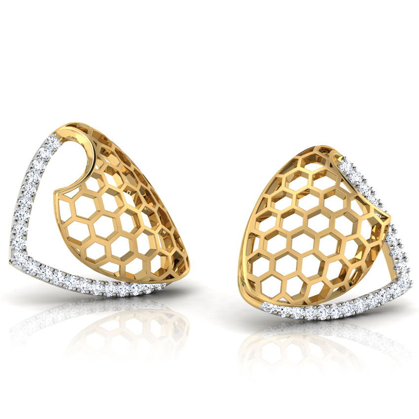 Diamond Earrings 18 Karat Yellow Gold Celia Folded Stud Earrings