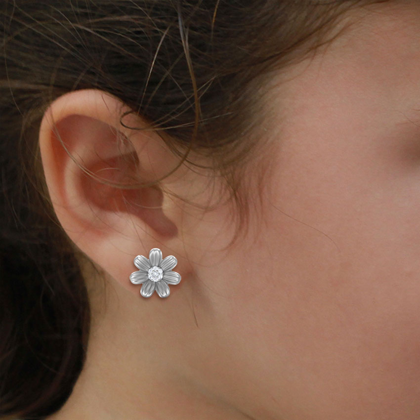 I Love Flowers Kids' Diamond Earrings