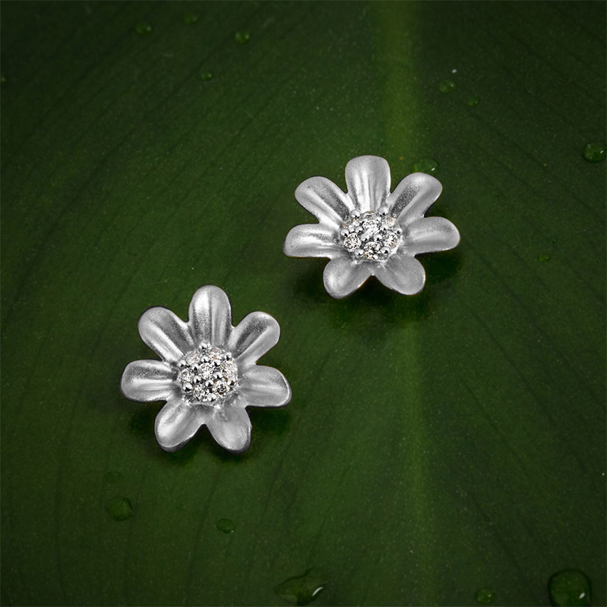 I Love Flowers Kids' Diamond Earrings