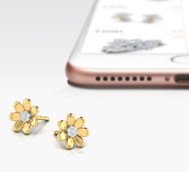 Diamond Earrings 18 Karat Yellow Gold I Love Flowers Kids' Diamond Earrings