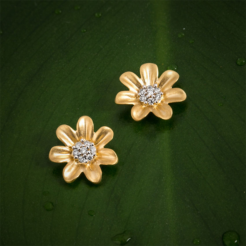 I Love Flowers Kids' Diamond Earrings