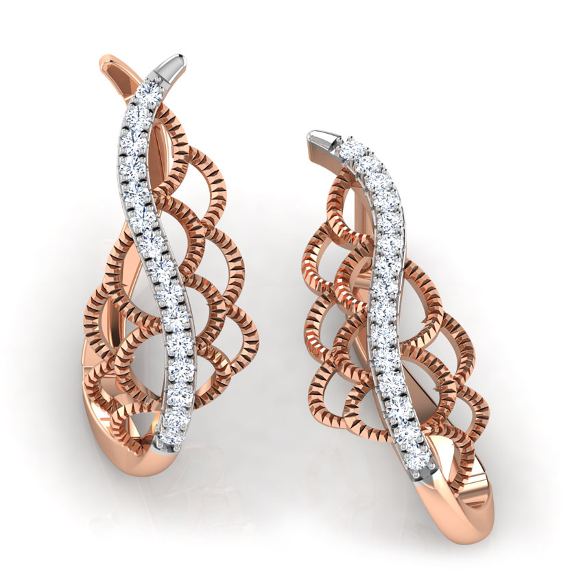 Keira Wave Diamond Hoop Earrings