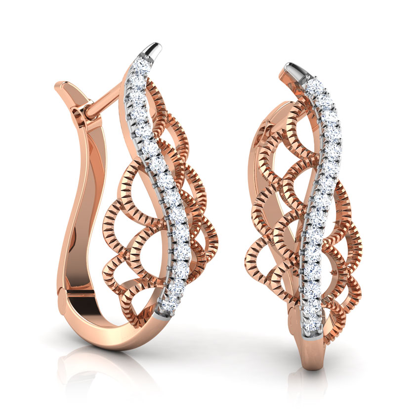 Keira Wave Diamond Hoop Earrings