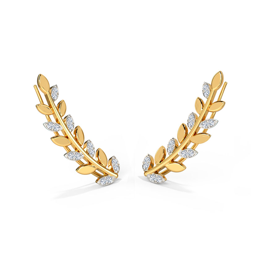 Diamond Earrings 18 Karat Yellow Gold Ferna Shine Diamond Ear Cuffs
