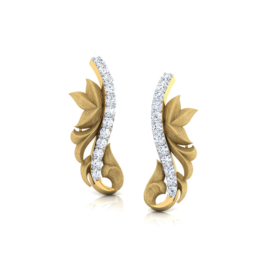 Diamond Earrings 18 Karat Yellow Gold Twisty Diamond Drop Earrings