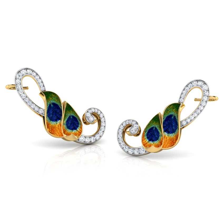 Peacock Plumes Ear Cuffs