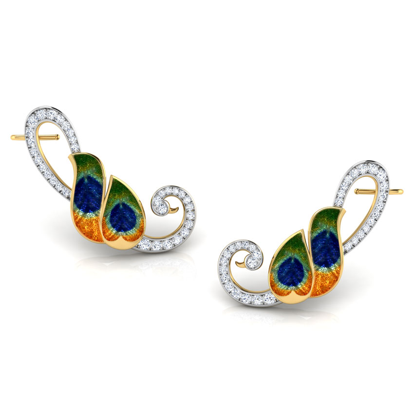 Peacock Plumes Diamond Ear Cuffs
