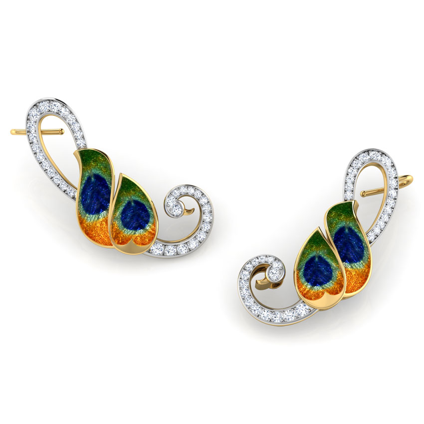 Peacock Plumes Diamond Ear Cuffs